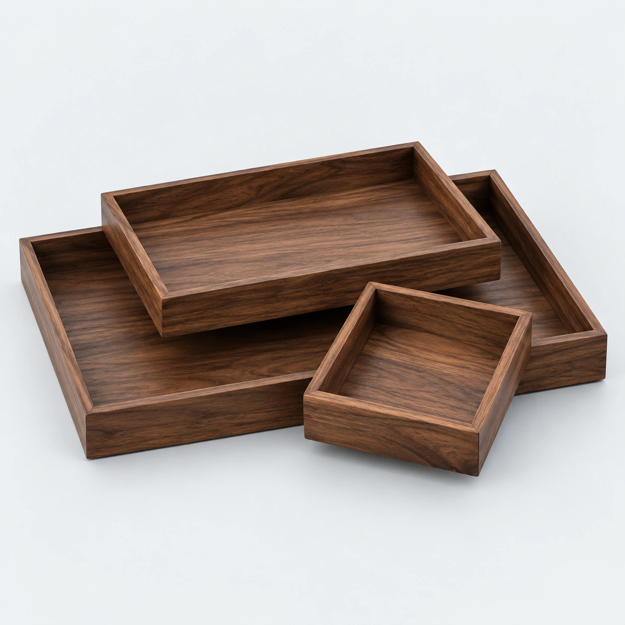 Ordre — Plateaux de bureau · 3 pièces — Noyer